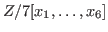 $Z/7[x_1,\ldots,x_6]$