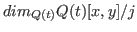 $dim_{Q(t)}Q(t)[x,y]/j$