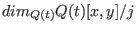 $dim_{Q(t)}Q(t)[x,y]/j$