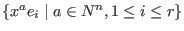 $\{ x^a e_i \mid a \in N^n, 1 \leq i \leq r \}$