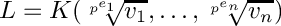 $ L=K(\sqrt[p^{e_1}]{v_1}, \ldots, \sqrt[p^{e_n}]{v_n}) $