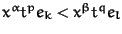 $x^\alpha t^p e_k < x^\beta t^q e_l$