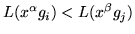 $L(x^\alpha g_i) < L(x^\beta g_j)$