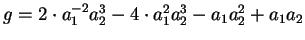 $g = 2 \cdot a_1^{-2}a_2^3 - 4 \cdot a_1^2a_2^3 - a_1a_2^2 + a_1a_2$