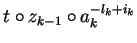 $t \circ z_{k-1} \circ a_k^{-l_k+i_k}$