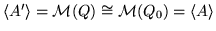 $ \langle A'\rangle = {\cal M}(Q) \cong {\cal M}(Q_0) = \langle A\rangle $