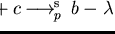 $a+b+c \mbox{$\,\stackrel{}{\longrightarrow}\!\!\mbox{}^{{\rm s}}_{p}\,$ } b- \lambda$