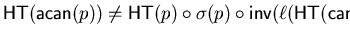 ${\sf HT}({\sf acan}(p)) \neq {\sf HT}(p) \circ\sigma(p) \circ
{\sf inv}\/(\ell({\sf HT}({\sf can}(p))))$