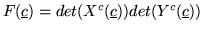 $F(\underline{c})=det(X^c(\underline{c}))det(Y^c(\underline{c}))$