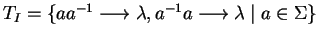 $T_I = \{ aa^{-1} \longrightarrow\lambda, a^{-1}a \longrightarrow\lambda \mid a \in \Sigma \}$