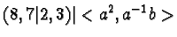 $(8, 7 \vert 2, 3) \vert <a^2, a^{-1}b>$