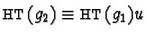 ${\sf HT}(g_2) \equiv {\sf HT}(g_1)u$