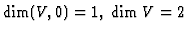 $ \dim(V,0) = 1,\; \dim V = 2$