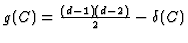 $ g(C) = \tfrac{(d-1)(d-2)}{2} - \delta(C)$