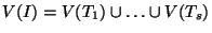 $V(I) = V(T_1) \cup \ldots \cup V(T_s)$