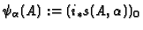 $ \psi_\alpha(A):=(i_{*}s(A,\alpha))_0$